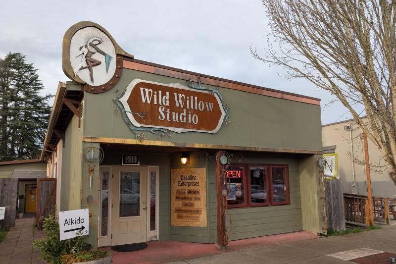 The front of Wild Willow Studio a movement artist cooperative.